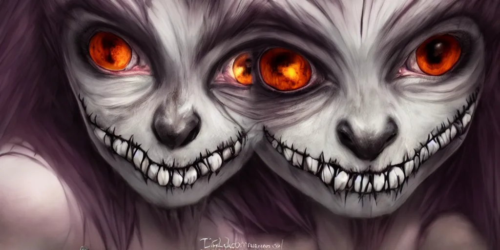 Image similar to photorealistic angry Cheshire, inspired by Tim Burton, detailed, 4k