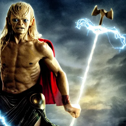 Image similar to gollum as Thor