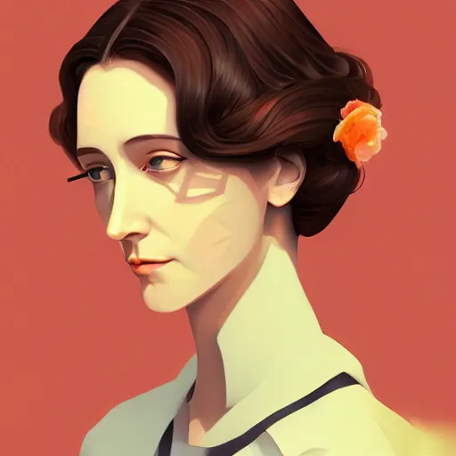 Image similar to Virginia Woolf as Mrs. Dalloway, ambient lighting, 4k, anime key visual, lois van baarle, ilya kuvshinov, rossdraws, artstation