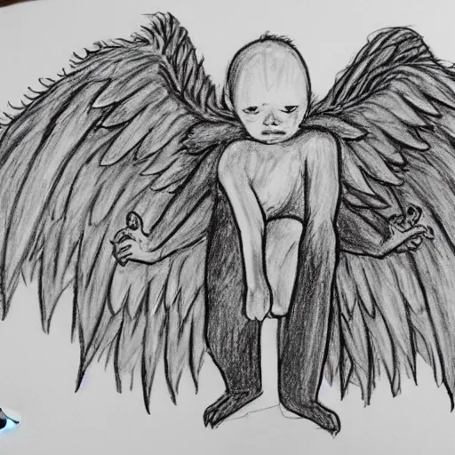 Image similar to monster with 4 wings, child drawing