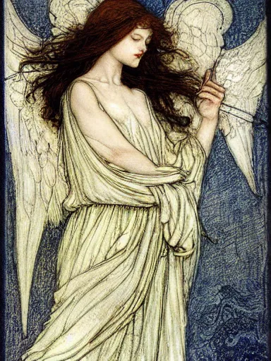 Image similar to angel by rebecca guay and by john william waterhouse and by arthur rackham, detailed, proportional