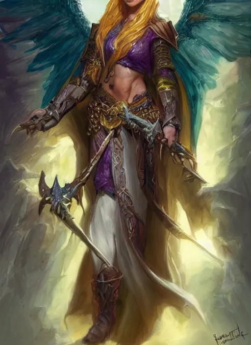 Prompt: angel, ultra detailed fantasy, dndbeyond, bright, colourful, realistic, dnd character portrait, full body, pathfinder, pinterest, art by ralph horsley, dnd, rpg, lotr game design fanart by concept art, behance hd, artstation, deviantart, hdr render in unreal engine 5