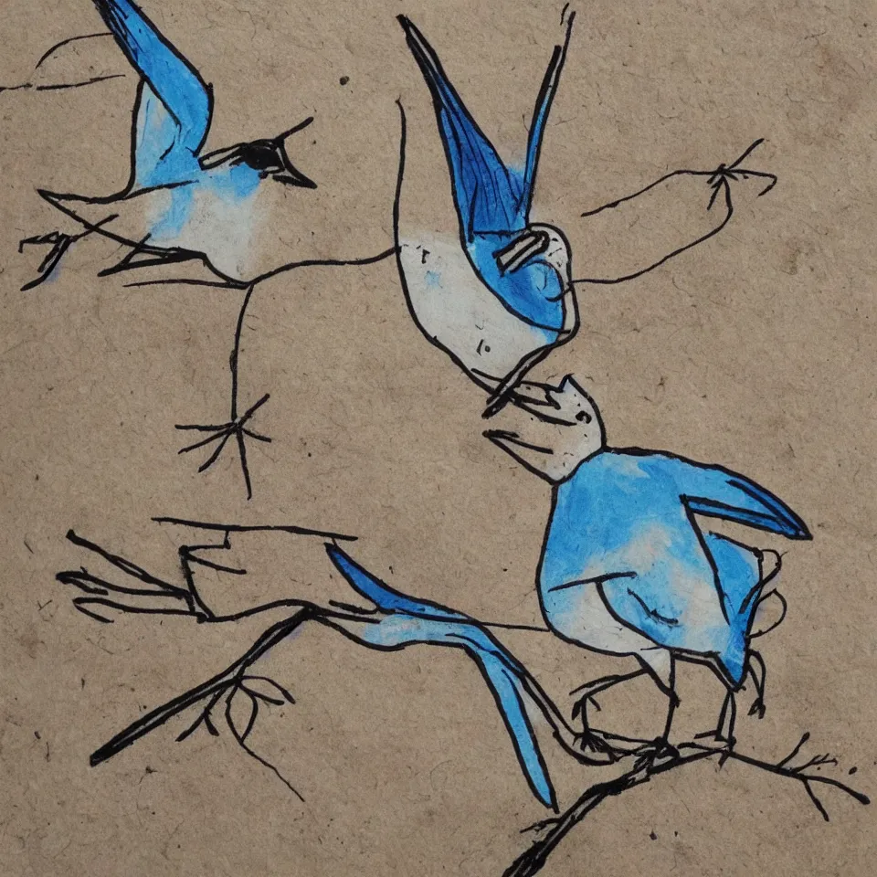 Prompt: stick figures bird