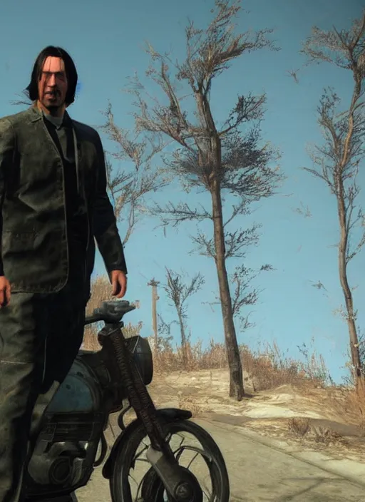 Prompt: keanu reeves in fallout 4