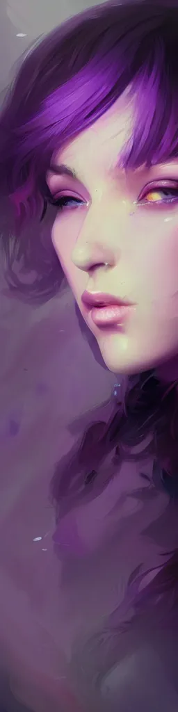 Image similar to SIPTECH fantasy, portrait, sharp focus, intricate, elegant, digital painting, artstation, matte, highly detailed, concept art, illustration, volumetric lighting, purple green color scheme, art by Ilya Kuvshinov, artgerm