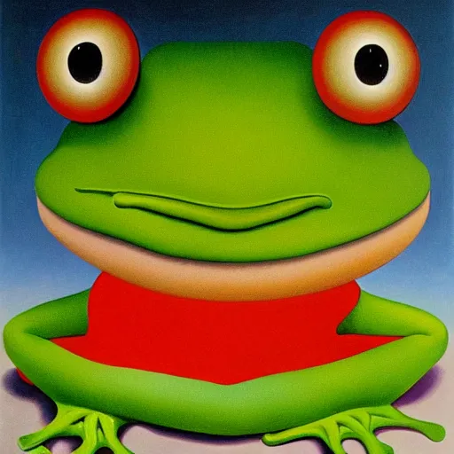 Image similar to cute frog by René Magritte, detailed, 4k