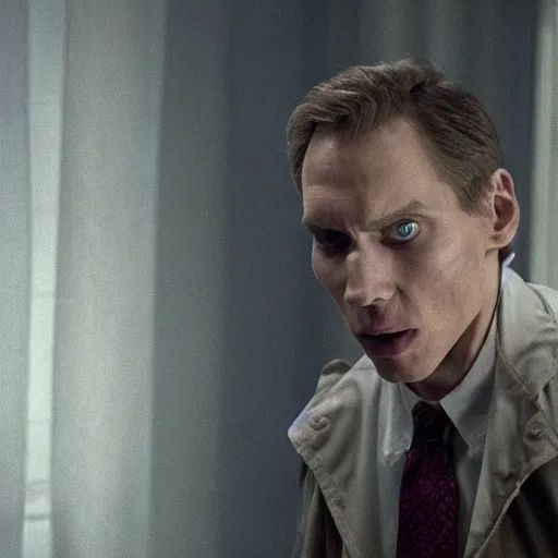 Image similar to Live Action Still of Jerma in The Exorcist, real life, hyperrealistic, ultra realistic, realistic, highly detailed, epic, HD quality, 8k resolution, body and headshot, film still