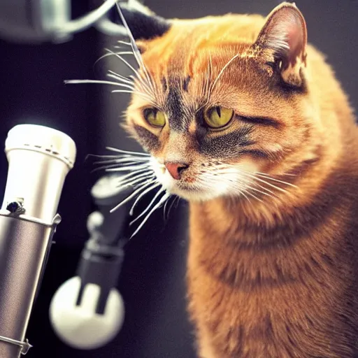 Image similar to cat singing in a recording studio