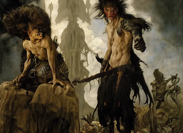 Image similar to jared the goblin king by edgar maxence and caravaggio and michael whelan and delacroix style, artistic, intricate painting, cinematic lighting, hyper realistic, extremely detailed, establishing shot, 8 k resolution, dramatic lighting