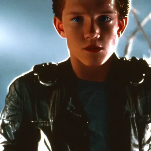 Image similar to tom holland in terminator 2,