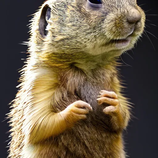 Image similar to a chimera of Prairie dog and Pygmy marmoset, studio photography