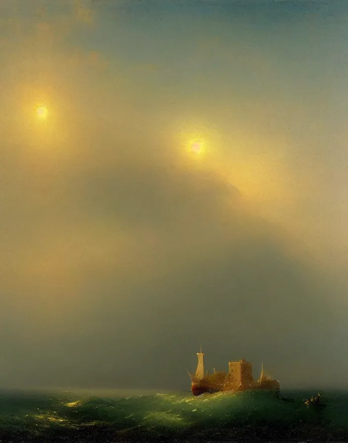 Image similar to a building in a stunning landscape by Ivan Aivazovsky