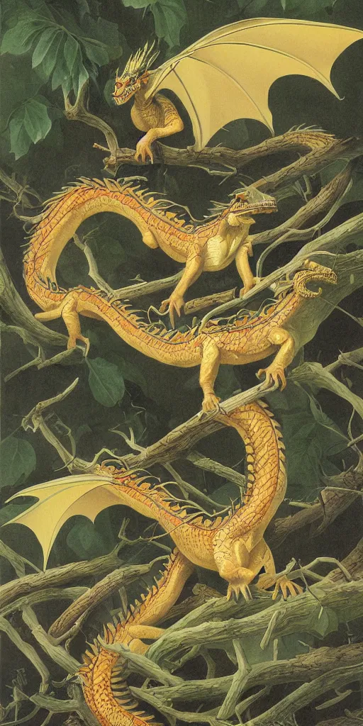 Prompt: field guide illustration painting of a dragon by john audubon and david allen sibley, detailed art