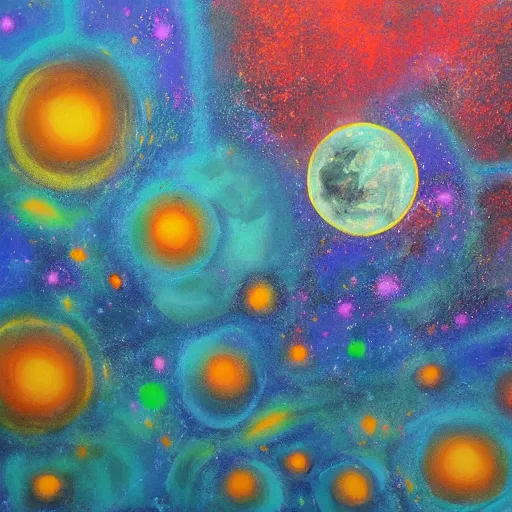 Image similar to rebooting a planet, abstract painting