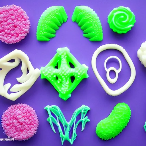 Image similar to delicious 3d printed candy sugars making fractal patterns out of printed sugar