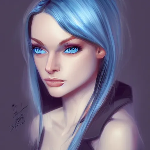 Image similar to portrait of a woman with ice blue eyes, by deepfry on artstation