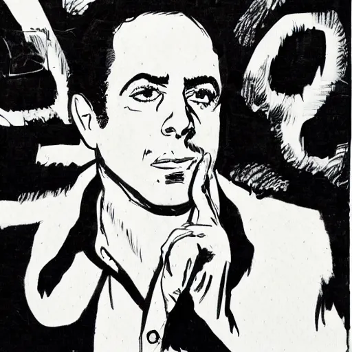 Image similar to jerry seinfeld, portrait, by guido crepax