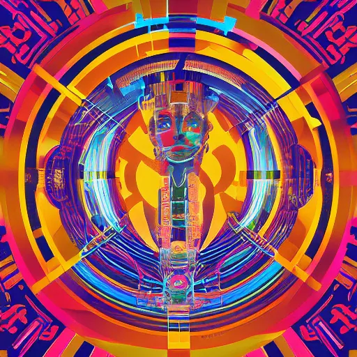 Image similar to album cover design design depicting the alter to the ai machine gods, by jonathan zawada, pi - slices, and tristan eaton, digital art