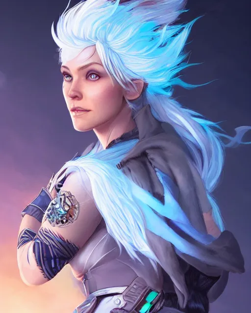 Image similar to The Ice Queen as an Apex Legends character digital illustration portrait design by, Mark Brooks detailed, soft lighting