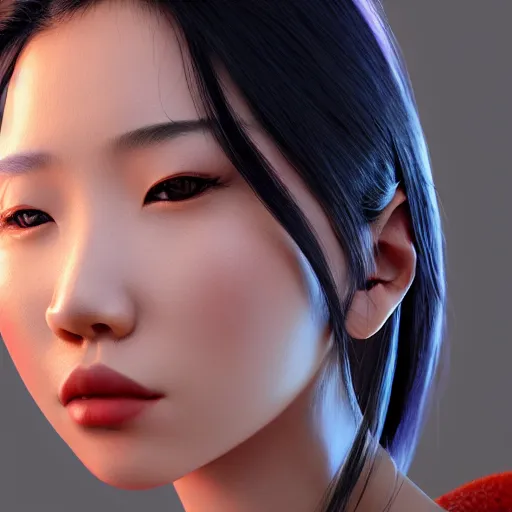 Image similar to the most beautiful asian woman in the world, by sangsoo jeong, by siwoo kim, happy expression, cute, unreal engine, octane rendering, 8 k, closeup headshot, smooth, trending on artstation, digital illustration, black hair