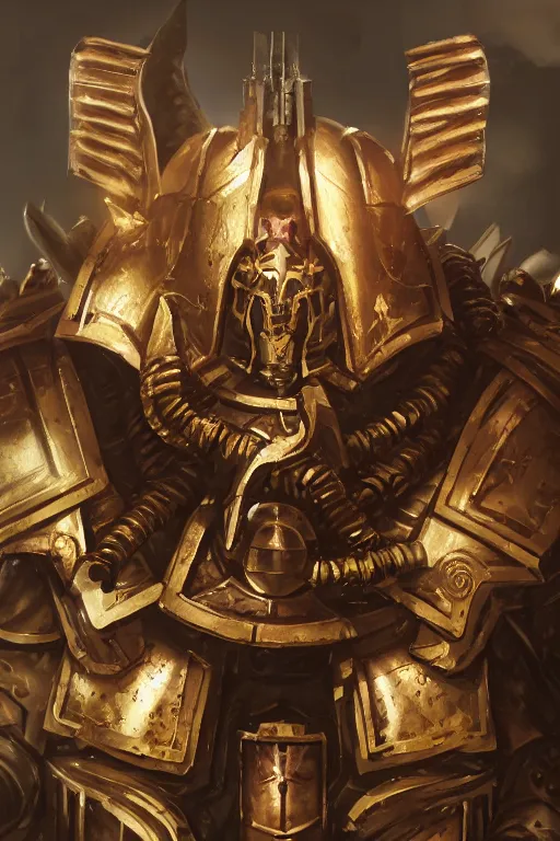 Image similar to armor portrait heros warhammer 4 0 k horus heresy fanart - the primarchs emperor by johannes helgeson animated with vfx concept artist & illustrator global illumination ray tracing hdr fanart arstation zbrush central hardmesh 8 k octane renderer comics stylized