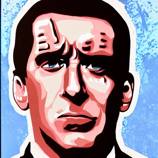 Prompt: michael scott as terminator half battle damage face chrome