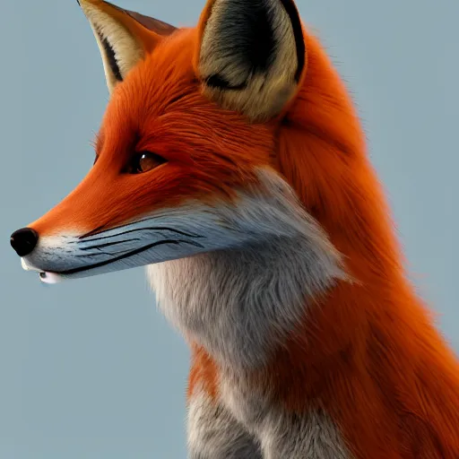 Image similar to portrait of a beautiful fox with an appealing female body, trending on artstation, octane render