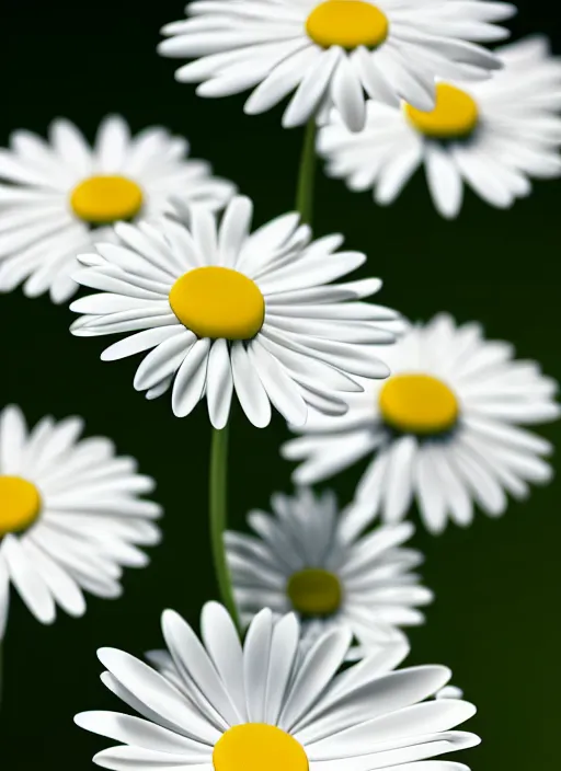 Image similar to bright white zen smooth daisies by zaha hadid, up close shot, sharp focus, global illumination, radiant light, irakli nadar, octane highly render, 4 k, ultra hd,