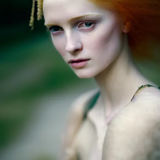 Prompt: photographic portrait of a stunningly beautiful english renaissance female in soft dreamy light at dawn, beside the river, soft focus, contemporary fashion shoot, hasselblad nikon, in a denis villeneuve and tim burton movie, by edward robert hughes, annie leibovitz and steve mccurry, david lazar, jimmy nelsson, extremely detailed, breathtaking, hyperrealistic, perfect face