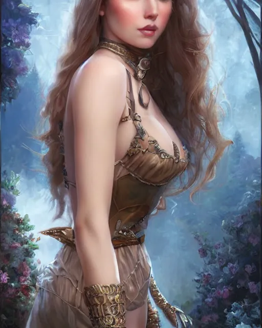 Prompt: a beautiful female, 8 k, hyperrealistic, full body, rule of the third, hyperdetailed, fantasy portrait by laura sava