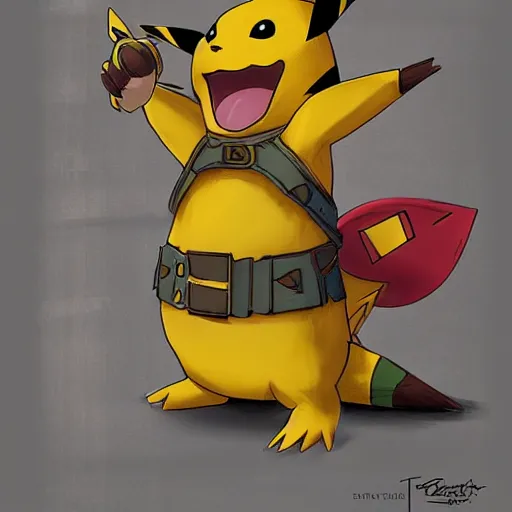 Image similar to Pikachu as a Dungeons and Dragons monster, concept illustration by Tyler Jacobson