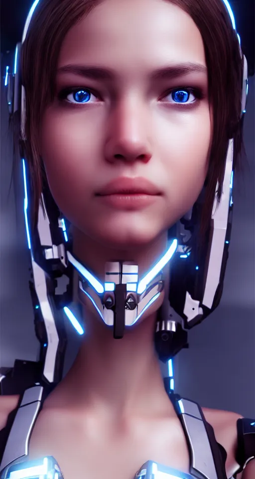 Image similar to beutiful girl cyborg, trending artstaition, unreal engine