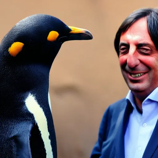 Image similar to a photo of nestor kirchner with a penguin