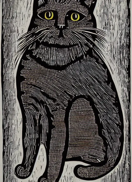 Image similar to cat woodcut print by Samuel Jessurun de Mesquita