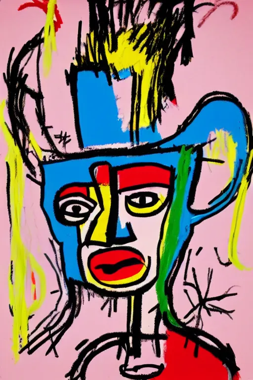 Prompt: magician girl in the style of jean michel basquiat, andy warhol, and pablo picasso