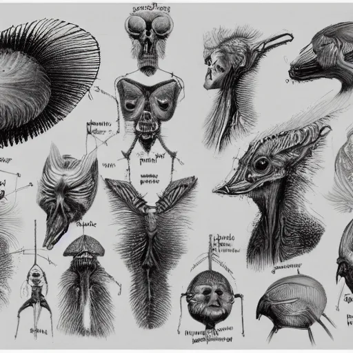 Prompt: Scientific sketch, speculative evolution