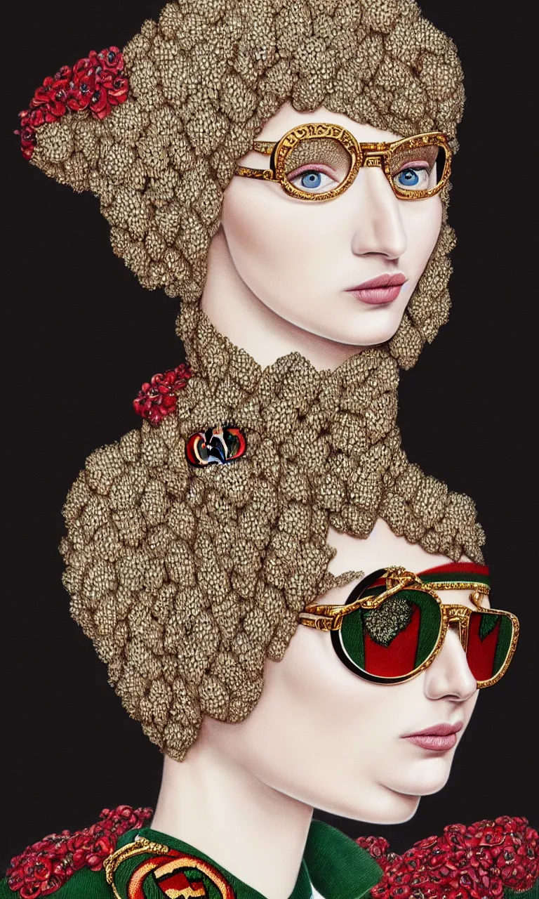 Image similar to a very beautiful gucci portrait, highly detailed, intricate