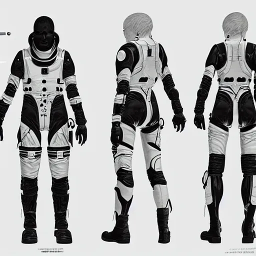 Image similar to character sheet of Astronaut from Death Stranding by Yoji Shinkawa, trending on Artstation concept arts