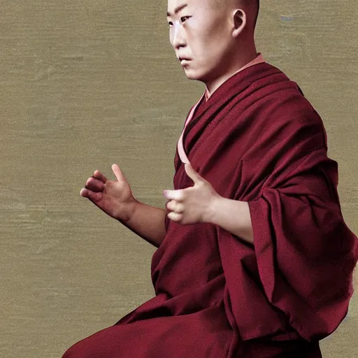 Image similar to chinese boy monk digital art