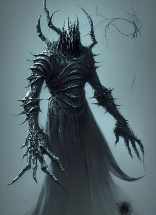 Image similar to creepy pale moster with incredibly long fingers, very long arms, character concept, dark souls concept art, Feng Zhu concept art, dramatic lighting, highly stylized, trending on artstation