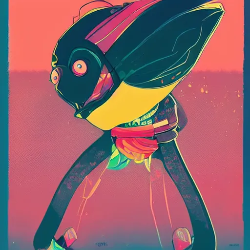 Prompt: anthropomorphic penguin with a human characteristics rules the world, digital art, fantasy, explosion of color, highly detailed, in the style of jake parker, in the style of conrad roset, swirly vibrant colors, sharp focus