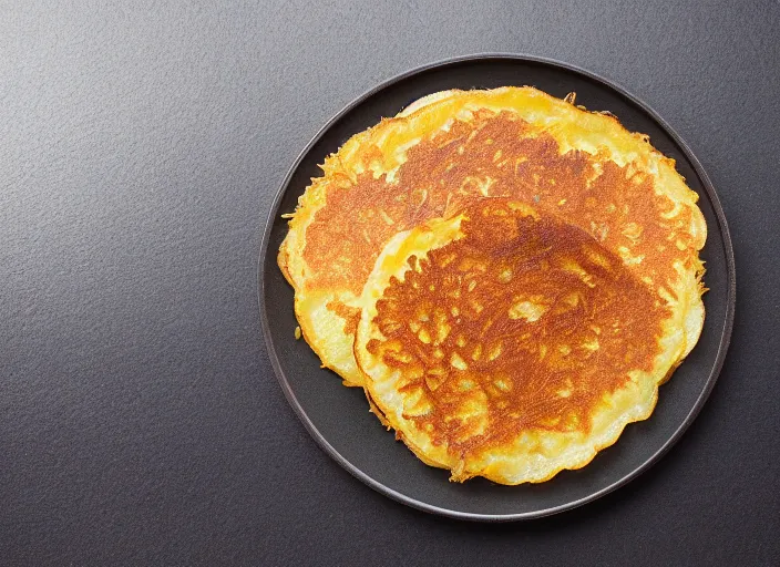 Prompt: potato pancake, professional food photography, studio lighting, plating