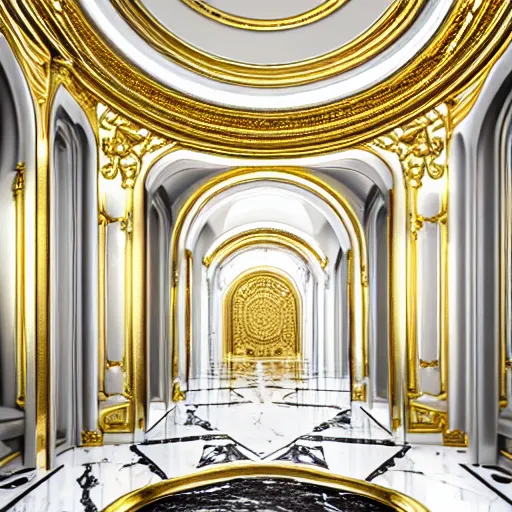 Image similar to parisian interior, white marble, gold accents, interior design, arch daily, hyperrealistic, hyperdetailed, super detailed, uhd, uhd, 8 k, high resolution,