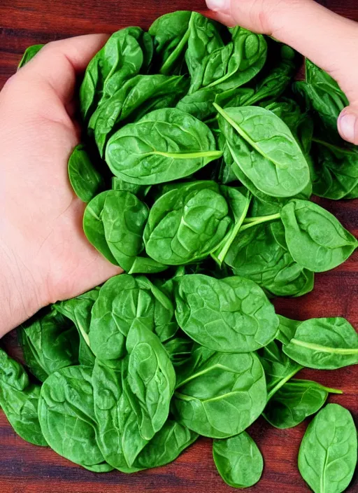 Image similar to home photo spinach in a beautiful hand