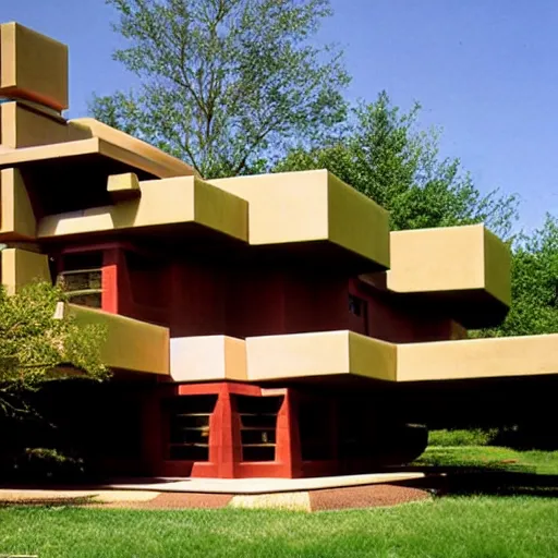 Image similar to a cubist frank lloyd wright house