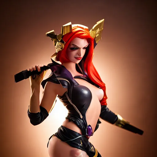 Image similar to miss fortune from league of legends, actionfigure, studio lighting, product shoot