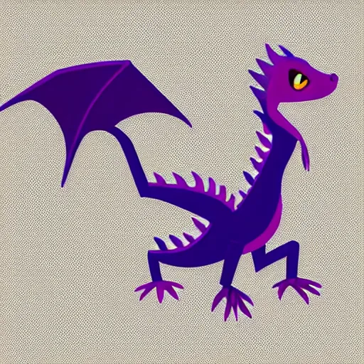 Prompt: very cute purple dragon, 2d minimalism,simple figures, cubism