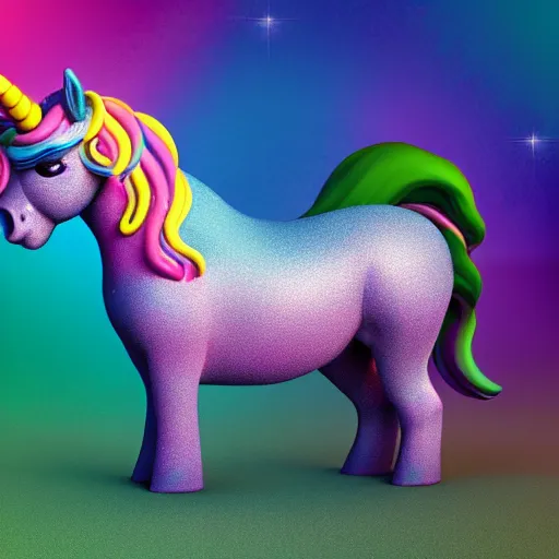 Image similar to a unicorn with sprinkles coming out of its mouth, octane render, lisa frank style