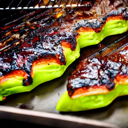 Prompt: alien meat on a grill, closeup, professional food photography