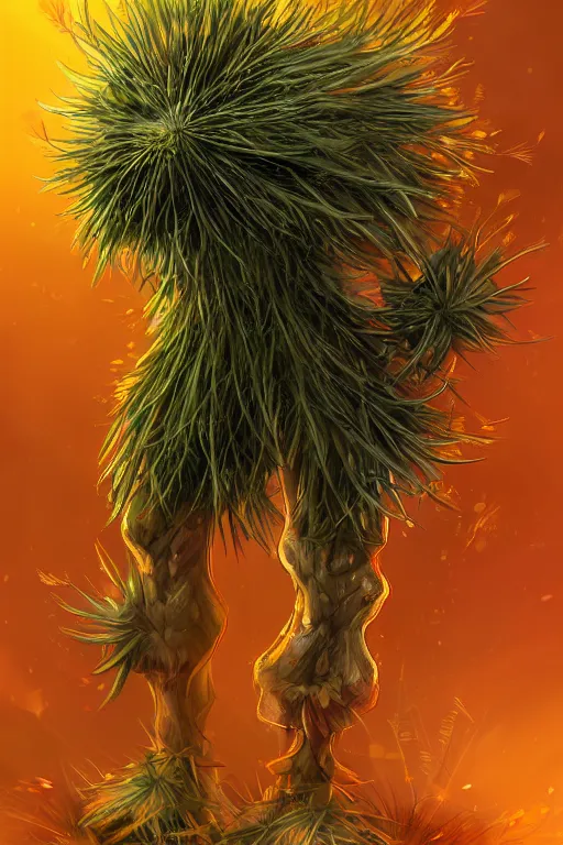 Prompt: a humanoid figure dandelion moss plant monster thistle armour, orange eyes, highly detailed, digital art, sharp focus, trending on art station, anime art style